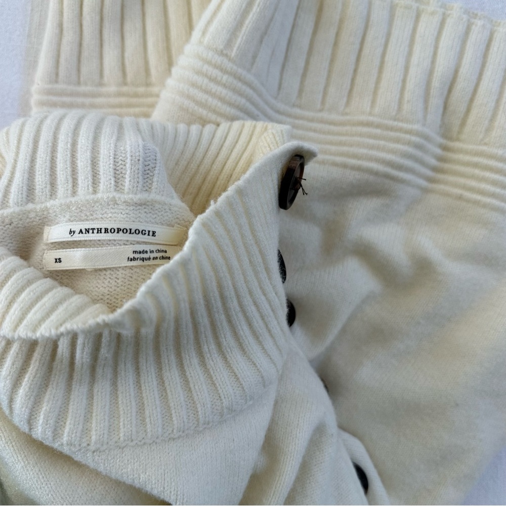 Cream Turtleneck Sweater With Buttons - image 4